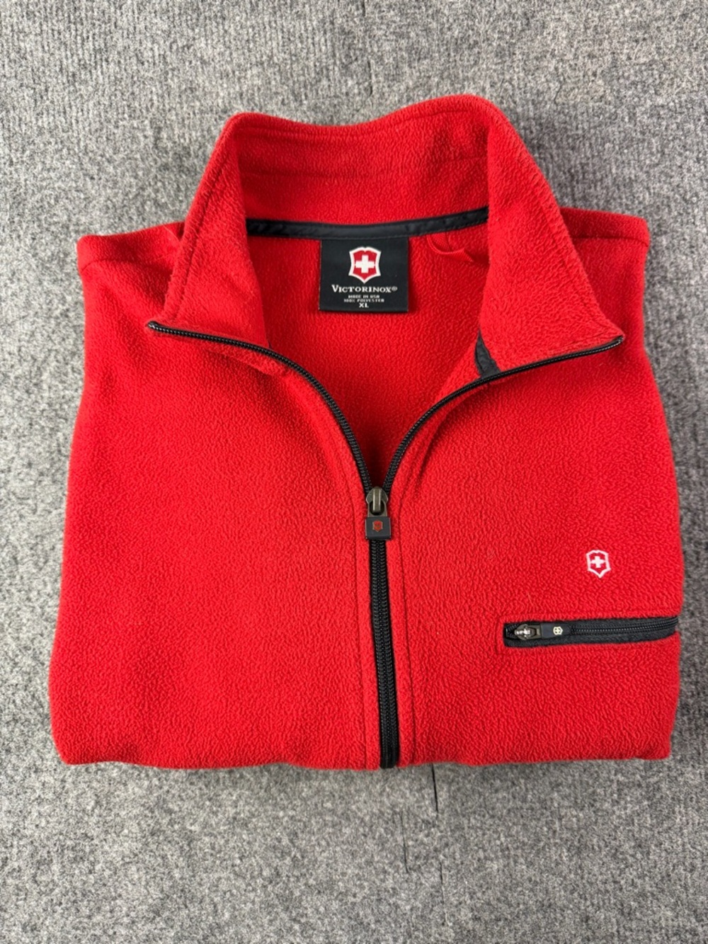 Victorinox Mens Vtg 1/4 Fleece Made In USA Sweatshirt Size L Red